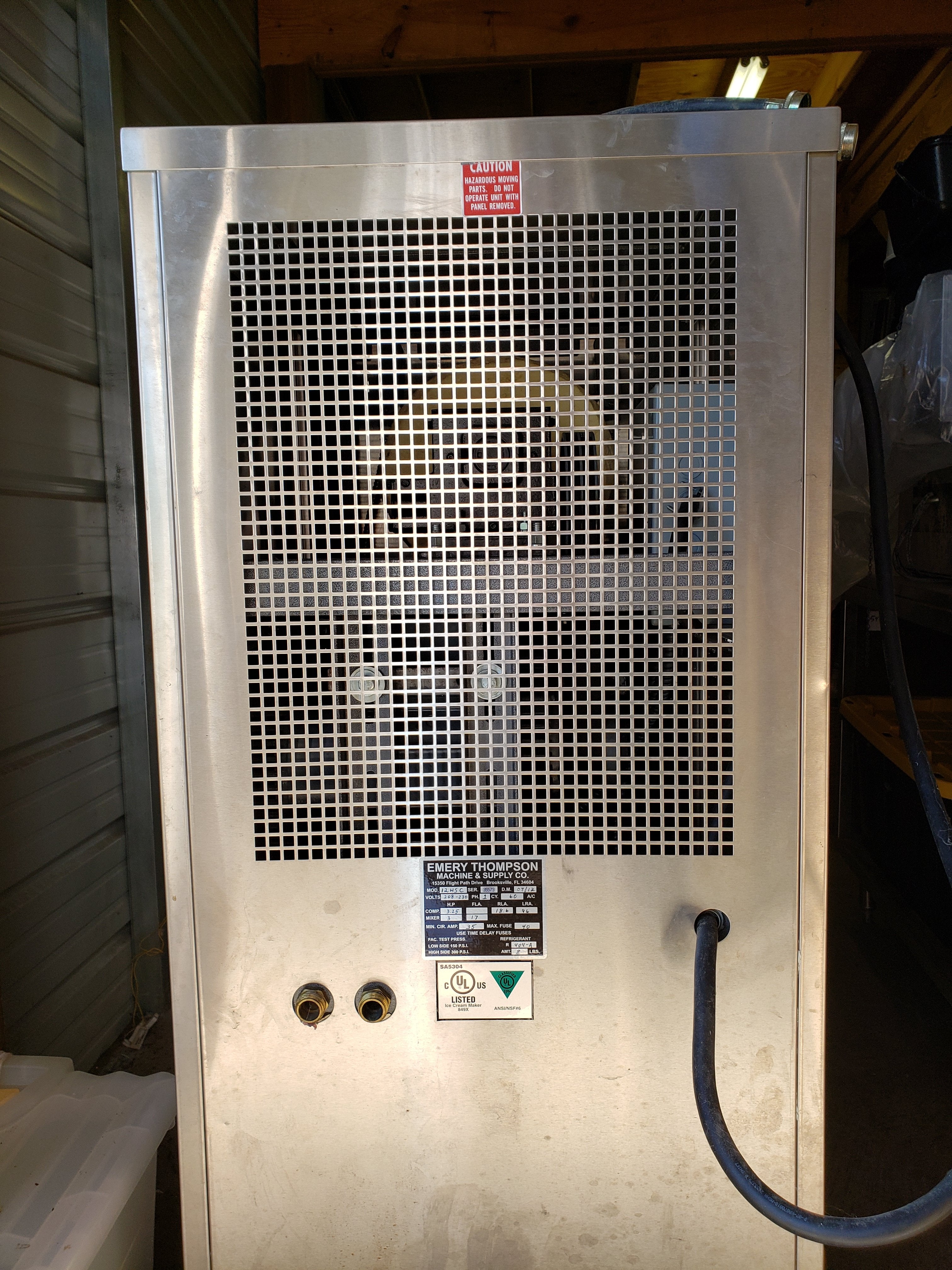 Used 12 quart Emery Thompson 12HSC 1 Phase Water Cooled Batch Freezer - Batch Freezers - TurnKeyParlor.com