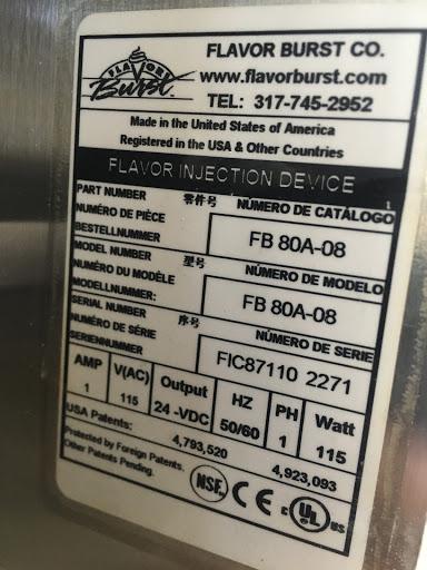Used FB80 Flavorburst Ice Cream Machine Flavoring System