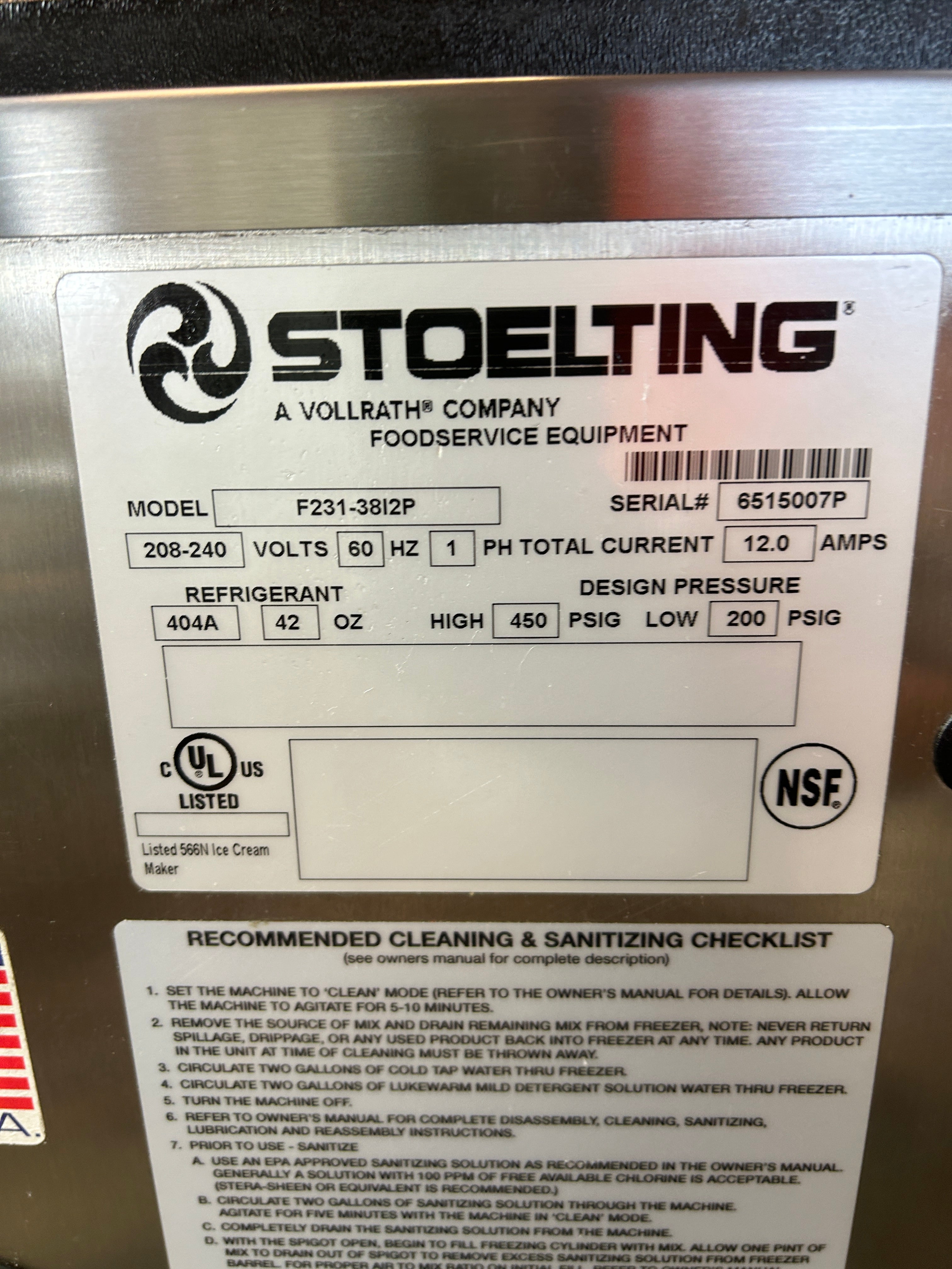 2017 F231 Stoelting 1Ph Air