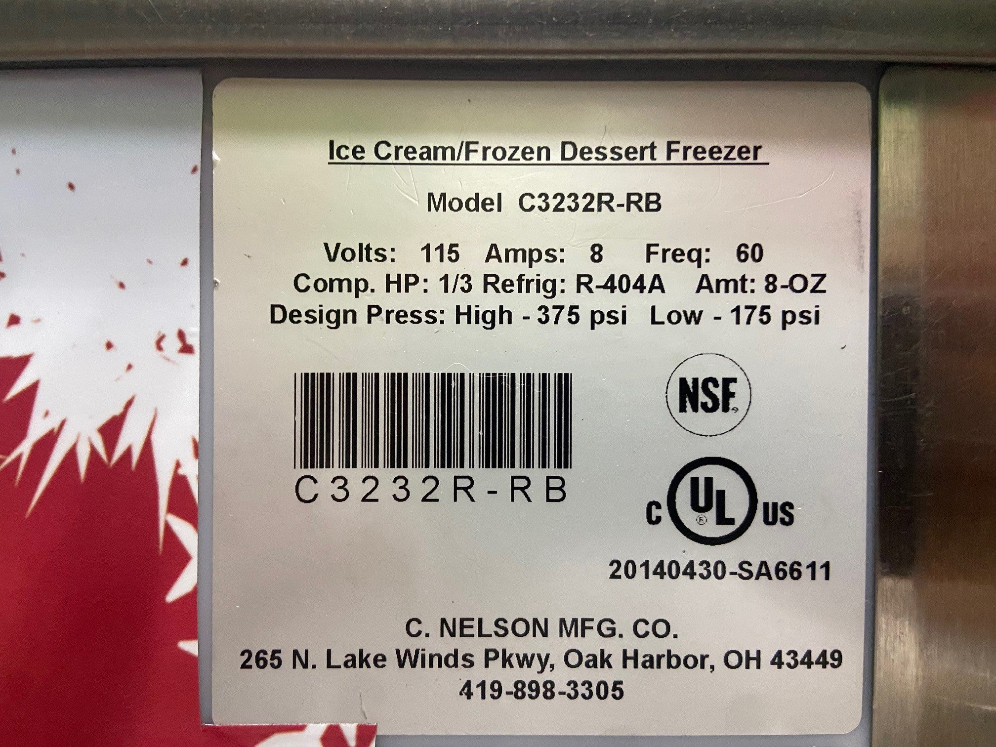 2021 Nelson C3232R-RB Refrigerated Freezer