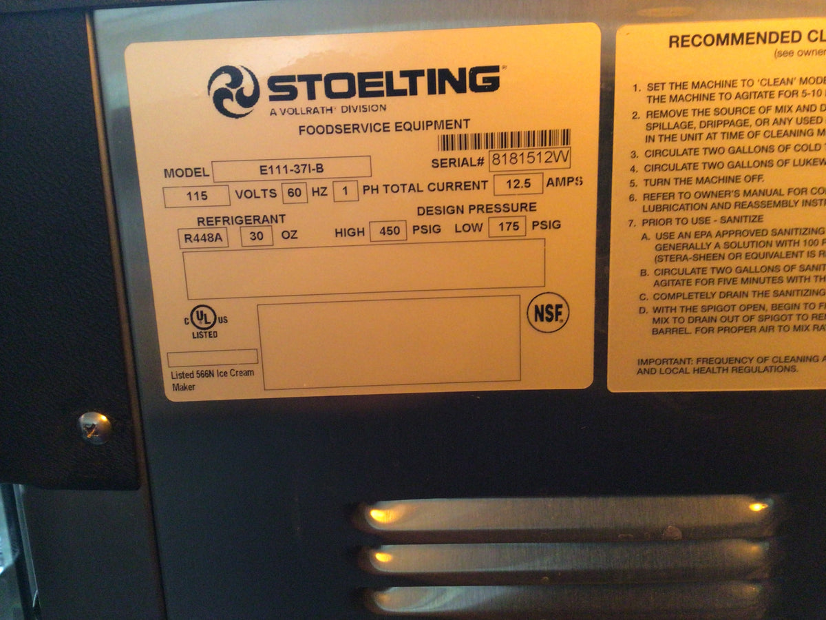 2025 Stoelting E111-37 Air Cooled 1ph