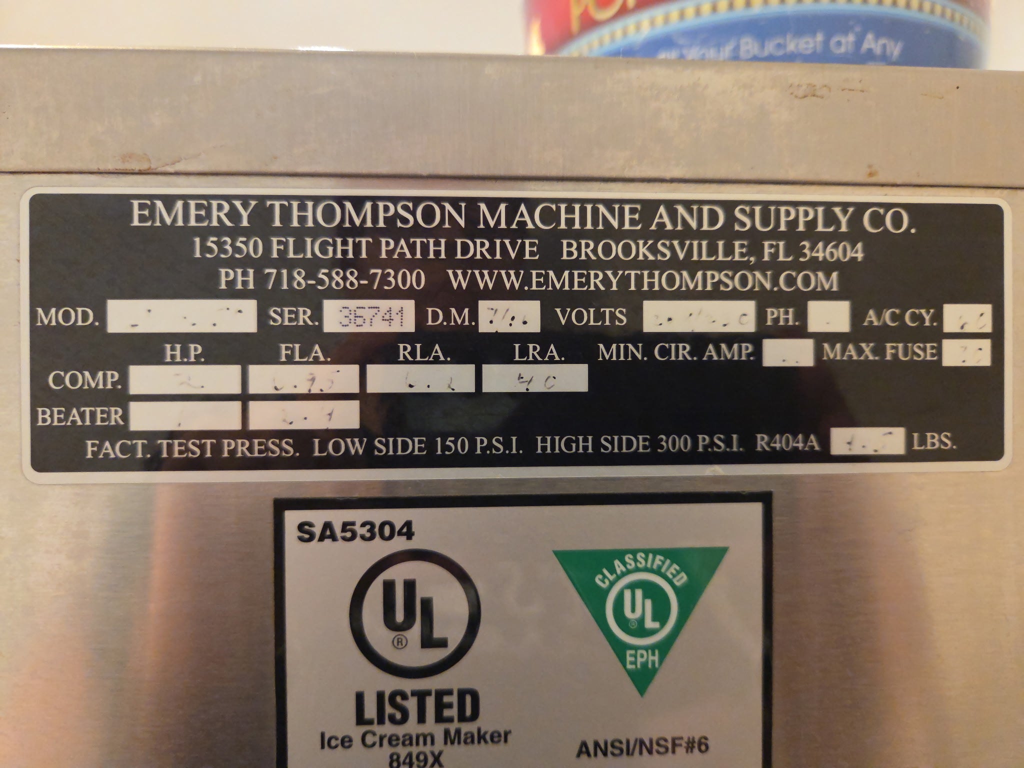 2016 Emery Thompson CB350 – Air Cooled – 1-Phase (220V) – SN: 36741