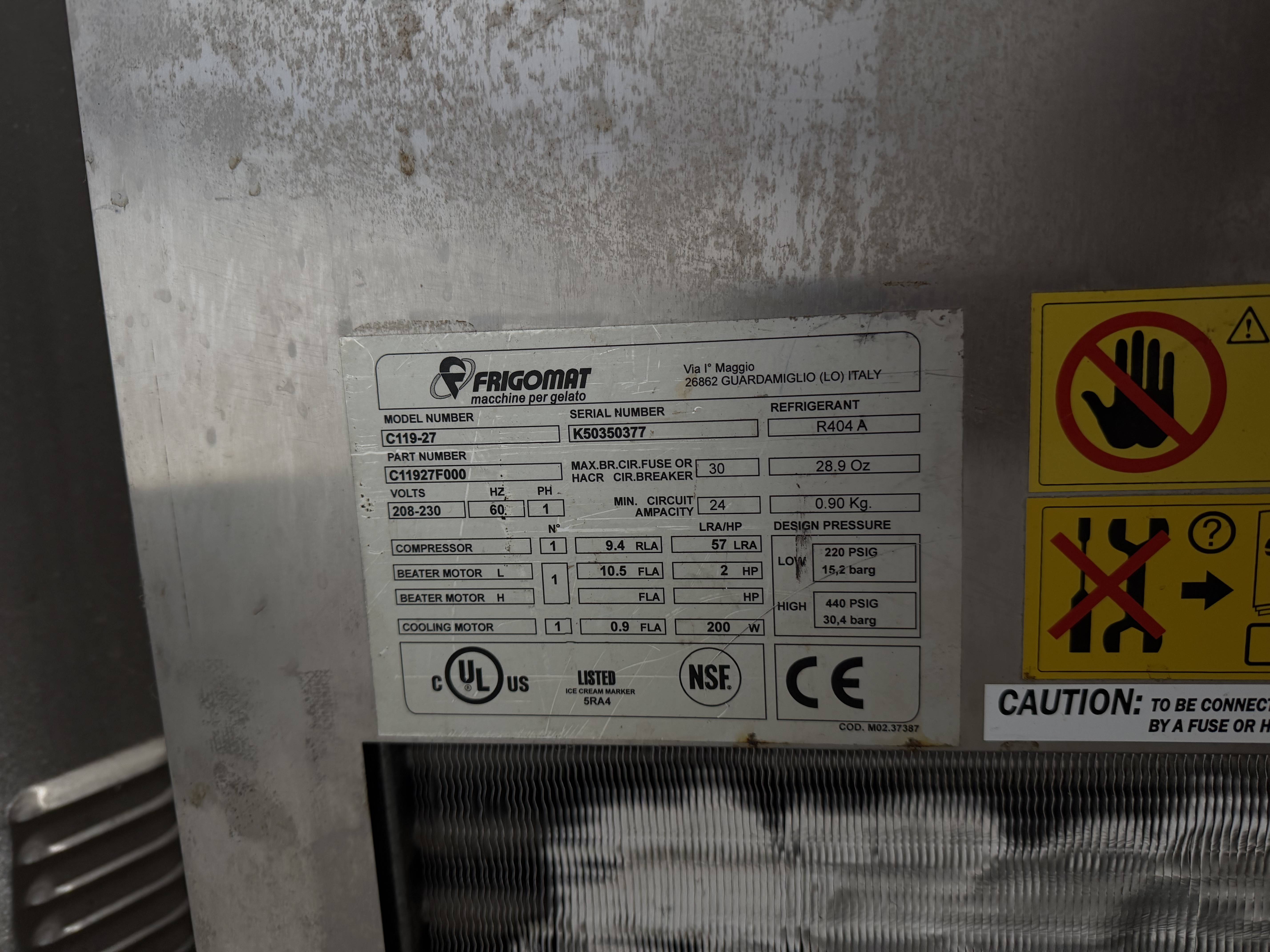 2005 Taylor Frigomat C119-27 – Air Cooled – 1-Phase (220V)
