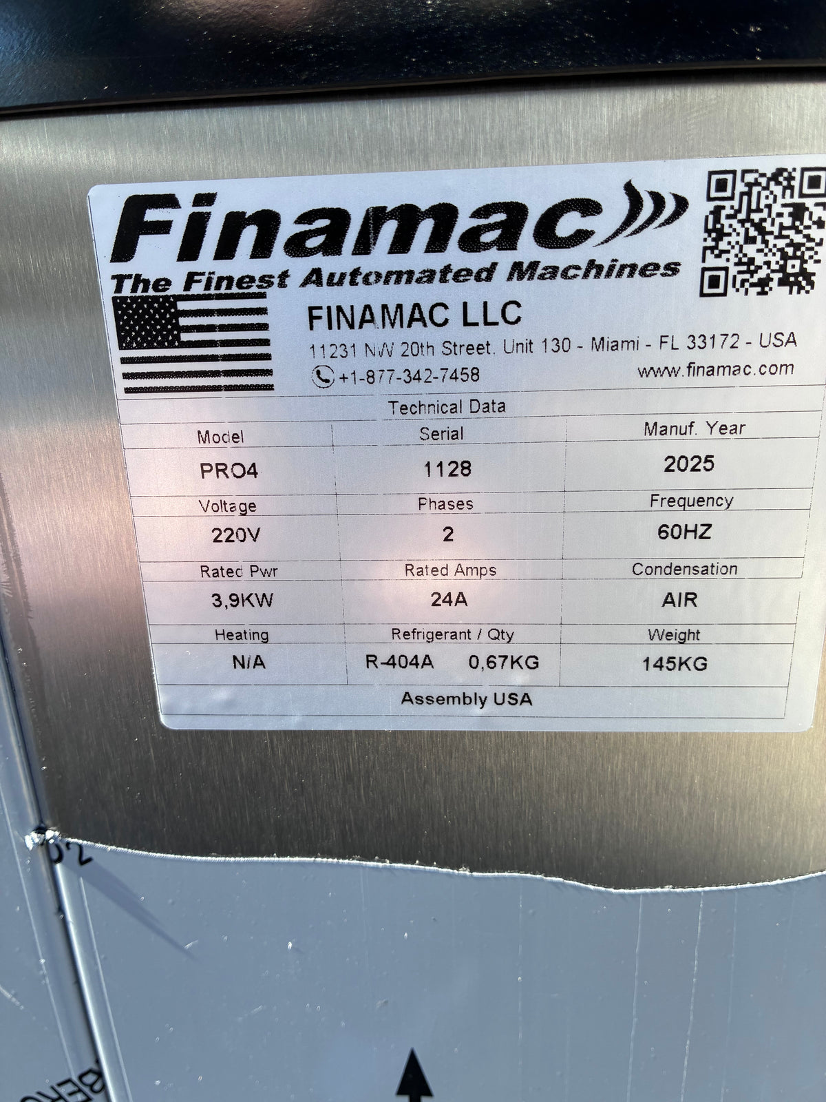 Never Used: 2025 Finamac PRO4 Batch Freezer + Pint Filler
