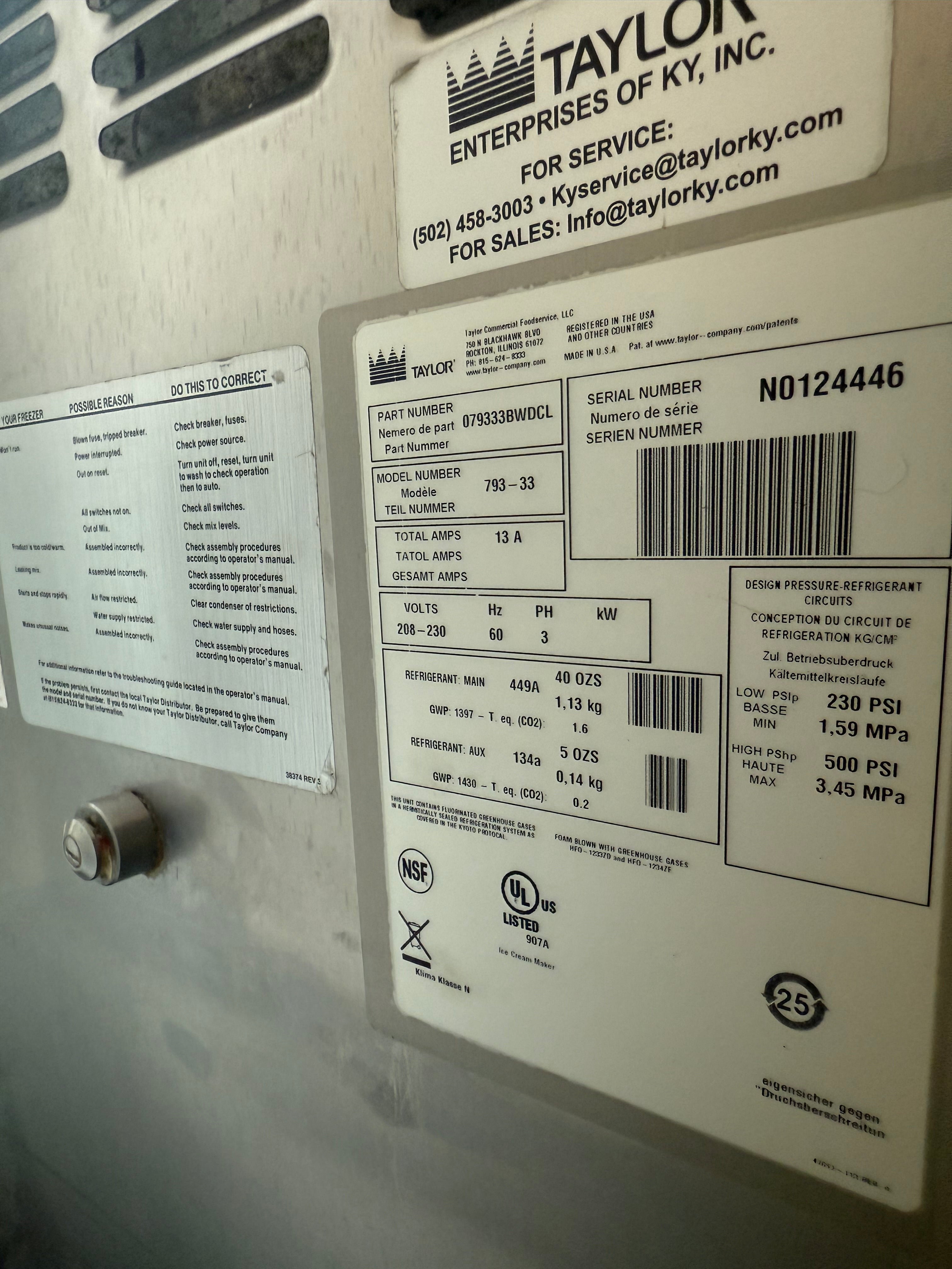 2020 Taylor 793-33 Air Cooled  3-Phase