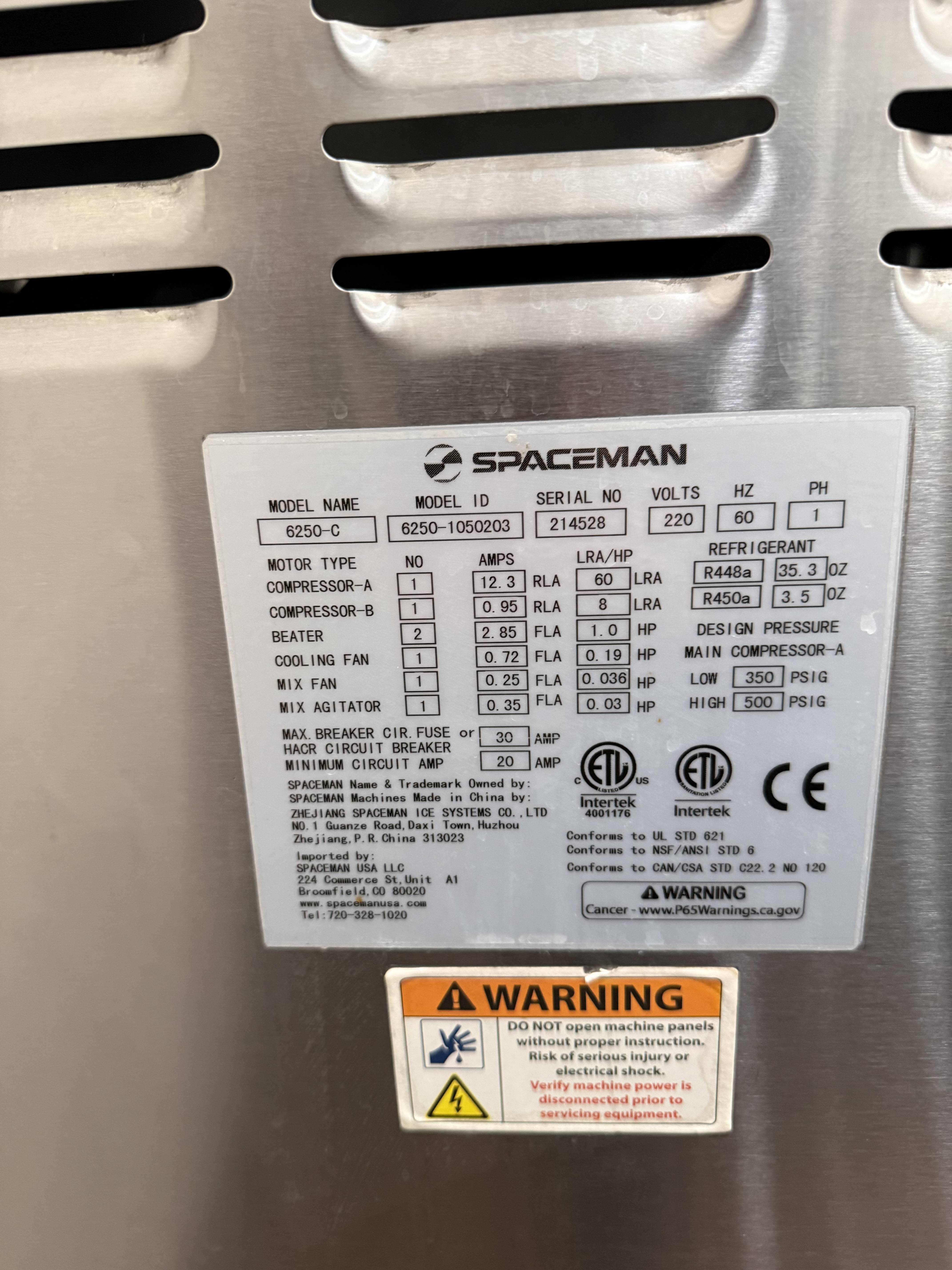 2021 Spaceman 6250C 1ph air Package of Four Machines