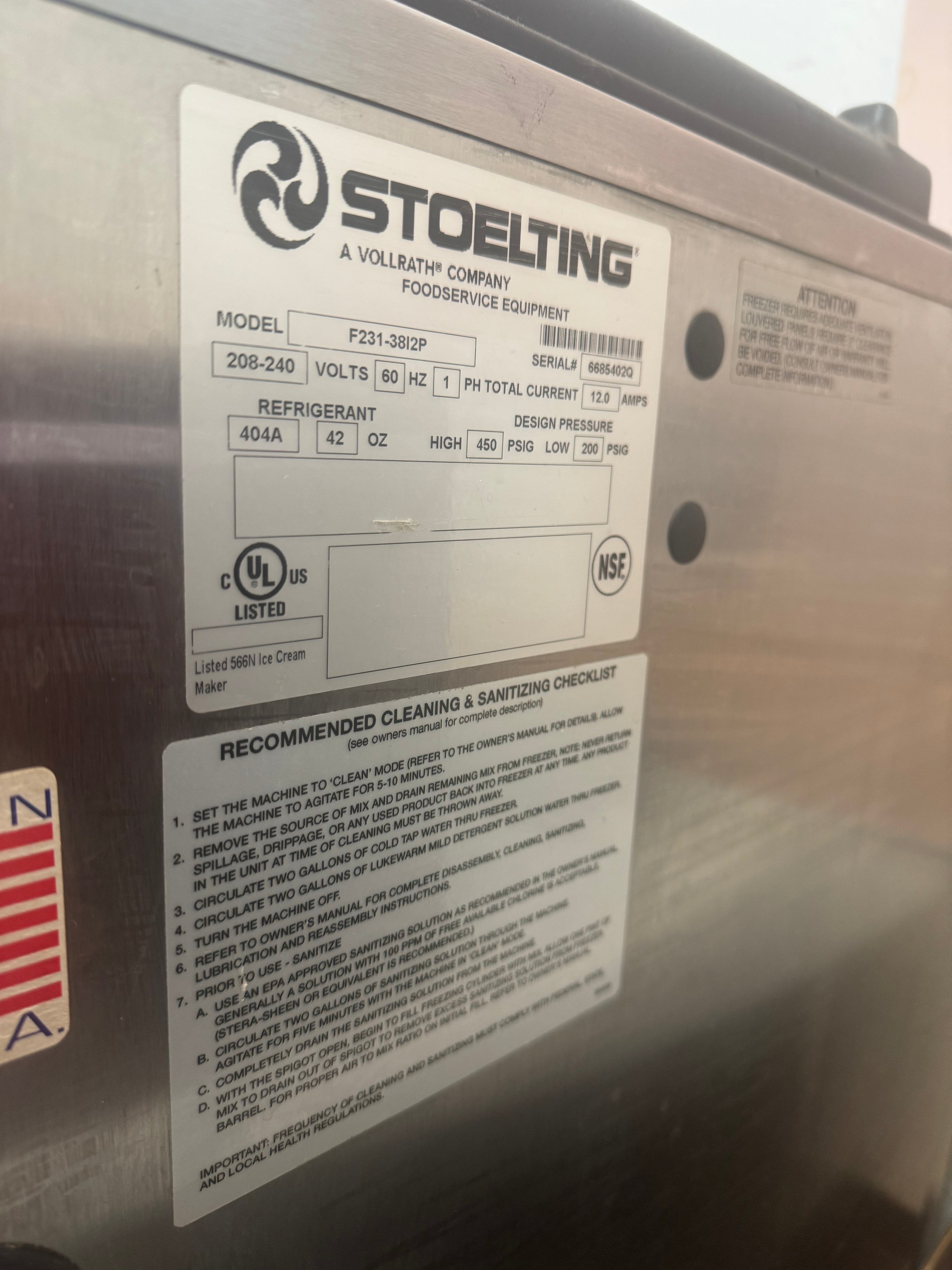 2018 Stoelting F231-3812P  1ph air