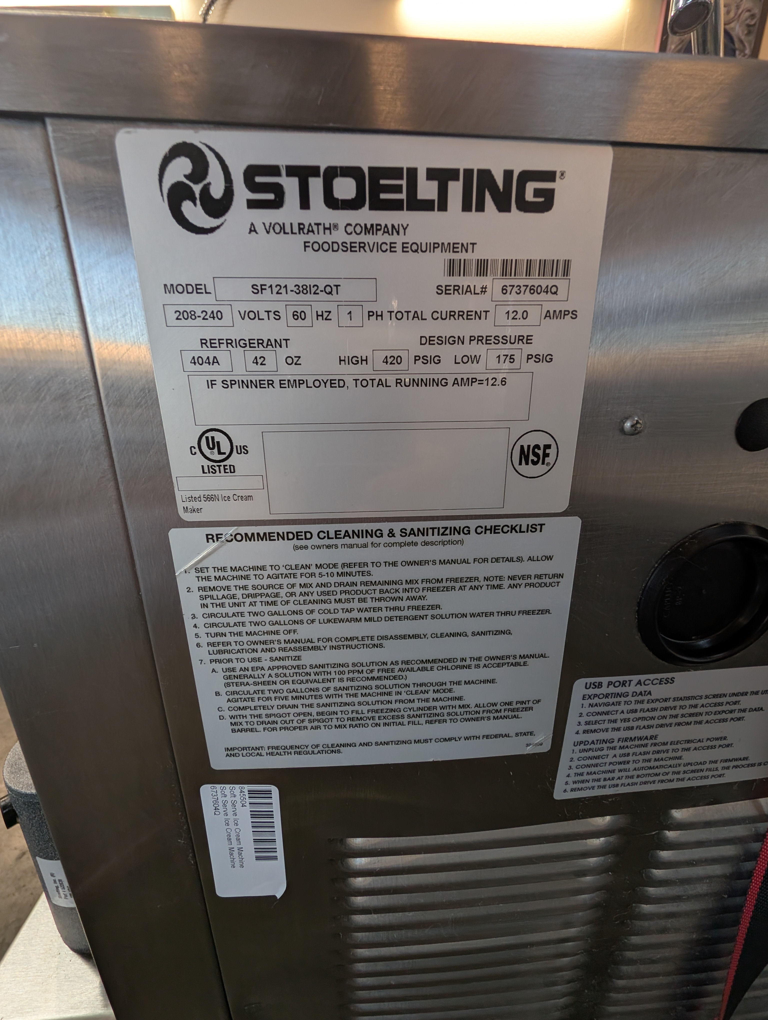 2018 Stoelting Milkshake & Soft Serve Combo Machine SF121-38i2