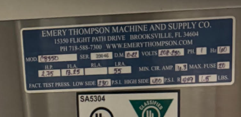 2022 Emery Thompson CB350 1ph air
