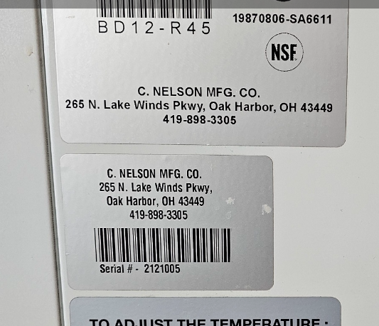 2021 Nelson BD12R45 flavor rail dip cabinet 1ph air