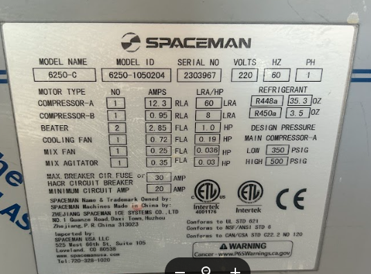 2023 Spaceman 6250C 1ph air