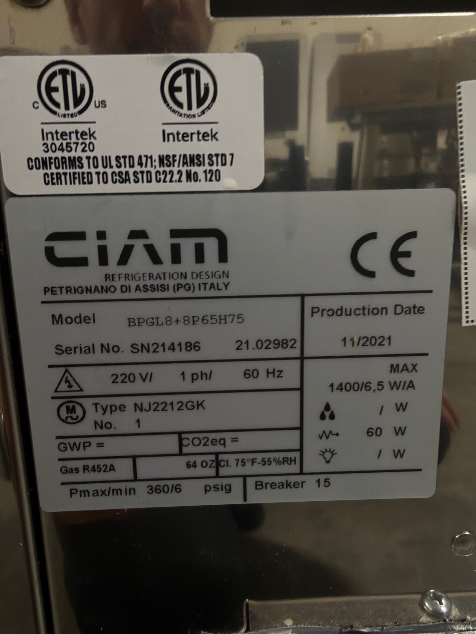 2021 Other CIAM POZZETI BPGL8+8P65H75 – Water Cooled – 1-Phase (220V)