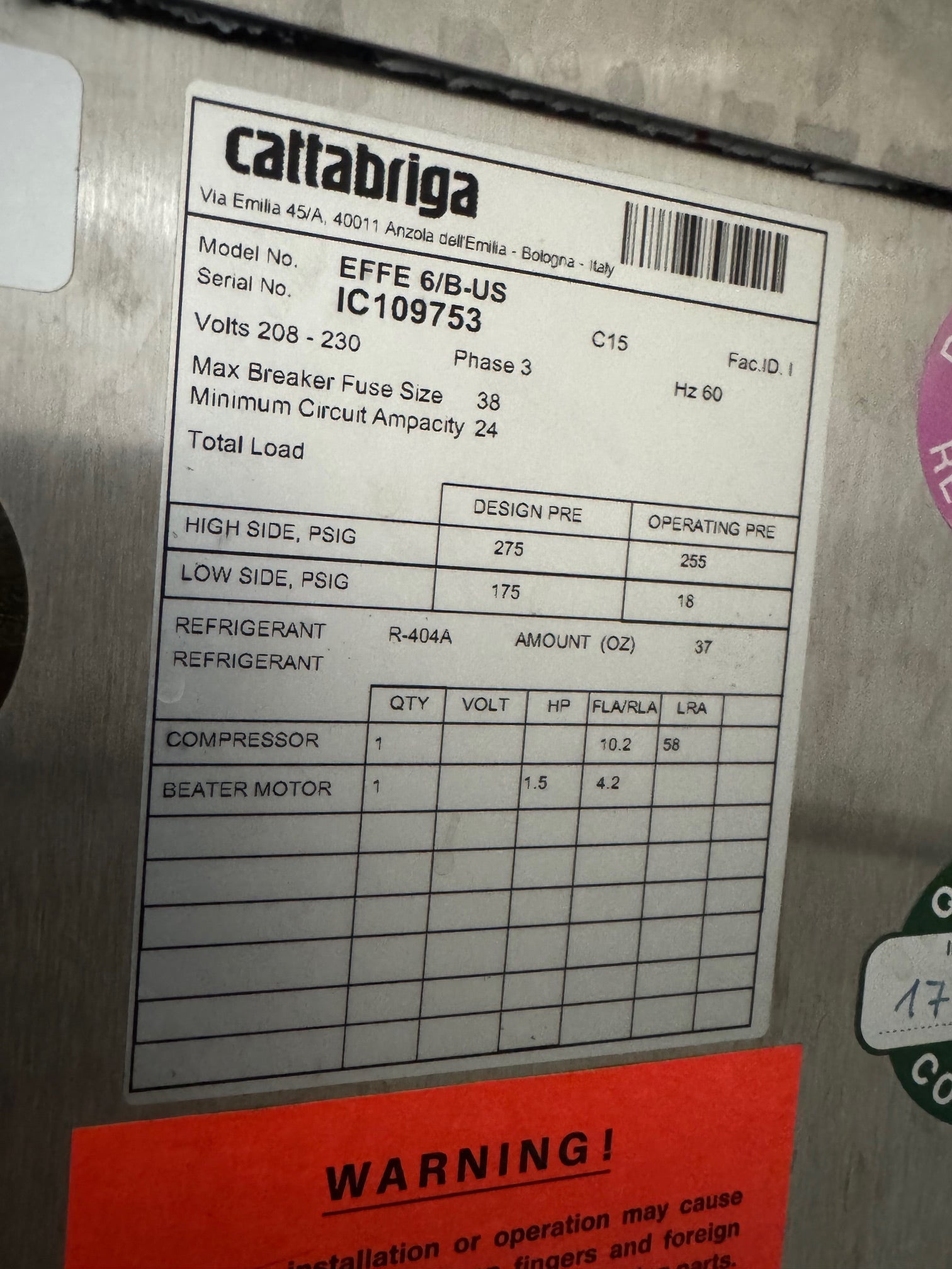 2015 Cattabriga Effe6/B-US 3ph