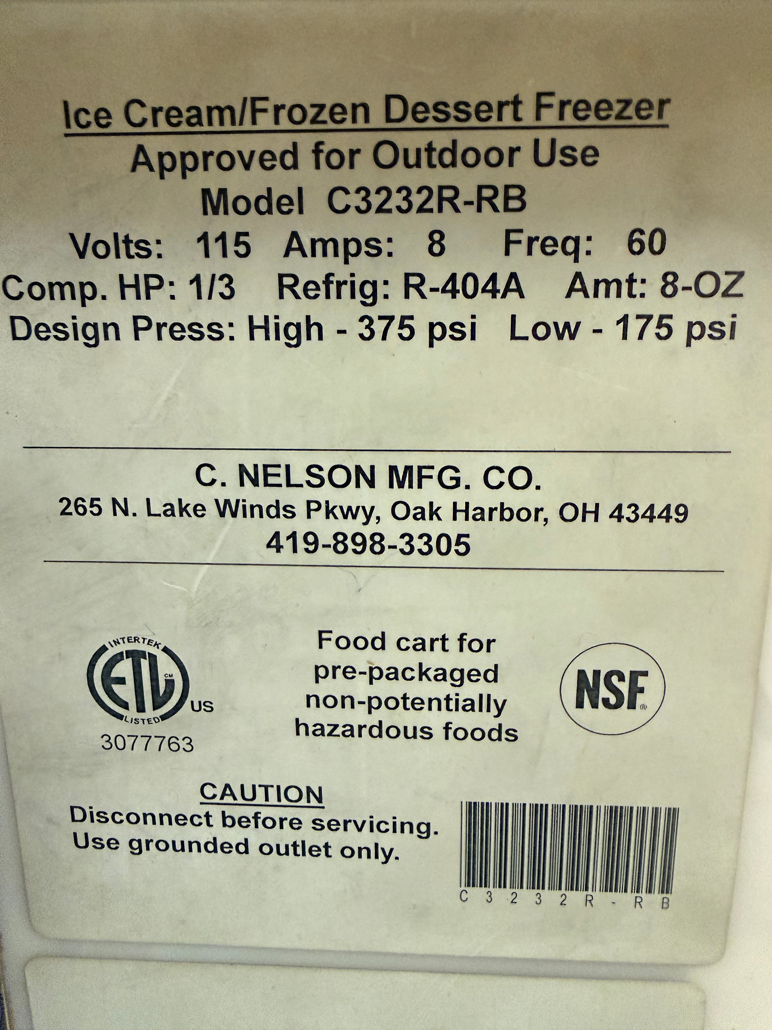 2015 Nelson C323R Raised bottom Cart with Refrigeration