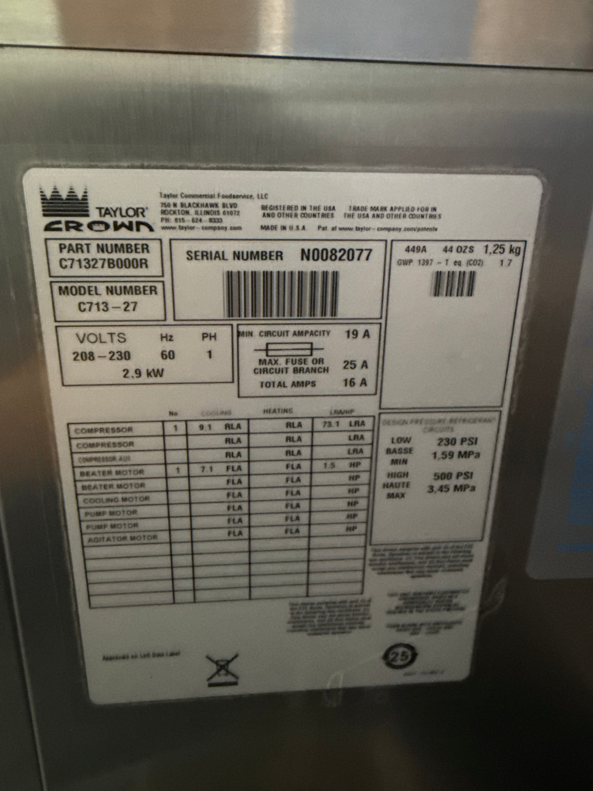 2020 Taylor C713-27 1ph Air