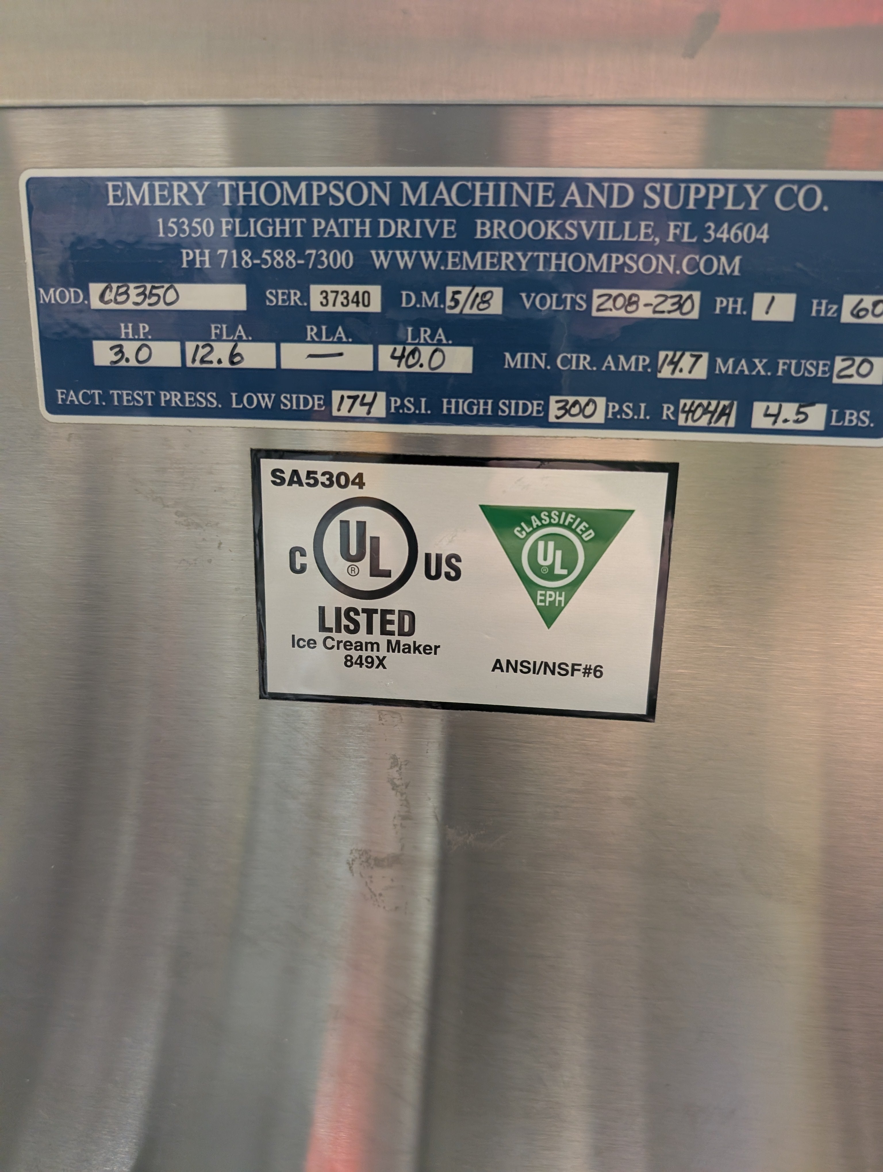 2018 Emery Thompson CB350 1ph air