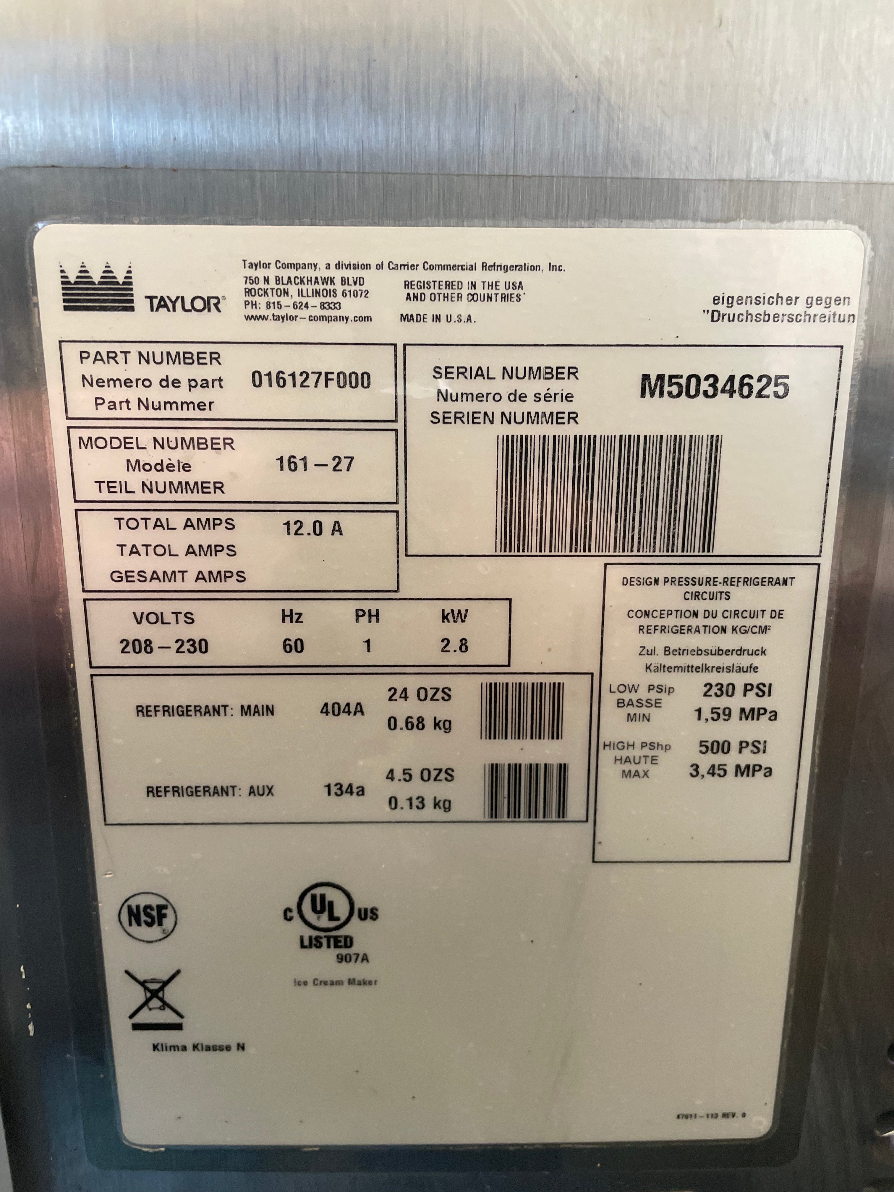 2015 Taylor 161-27 1ph air