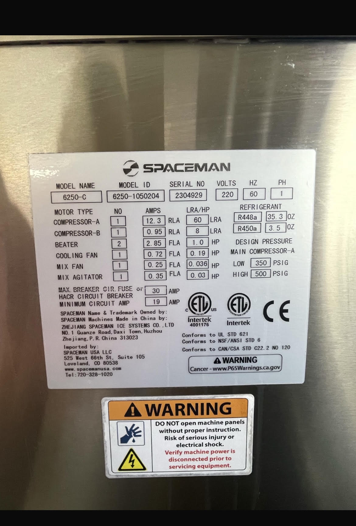 2023 Spaceman 6250C 1ph air
