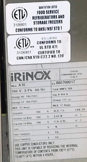 Emery Thompson - Nelson Cart - Nelson Dip Case - Irinox Blast Chiller